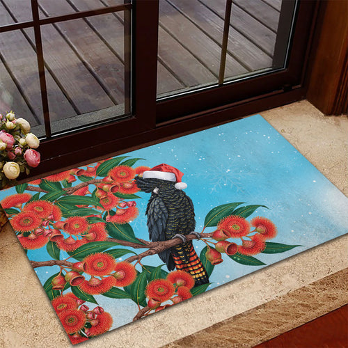 Australia Cockatoo Festive Christmas Rubber Doormat