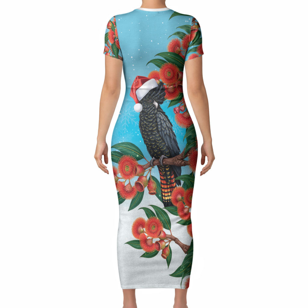Australia Cockatoo Festive Christmas Short Sleeve Bodycon Dress