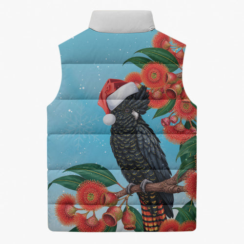Australia Cockatoo Festive Christmas Sleeveless Puffer Jacket