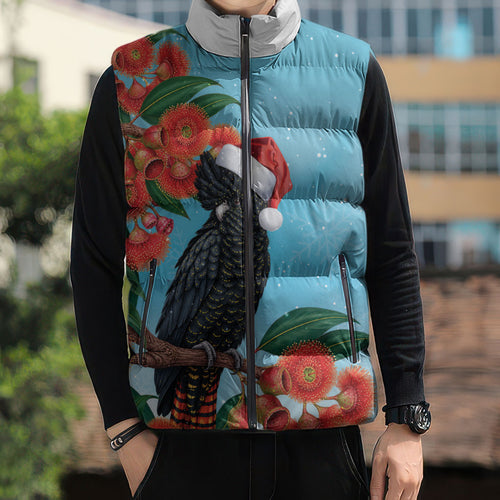 Australia Cockatoo Festive Christmas Sleeveless Puffer Jacket