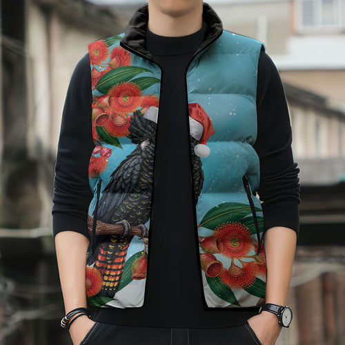Australia Cockatoo Festive Christmas Sleeveless Puffer Jacket