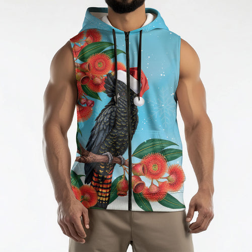 Australia Cockatoo Festive Christmas Sleeveless Zip Hoodie
