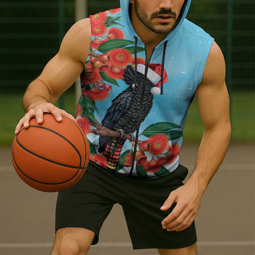 Australia Cockatoo Festive Christmas Sleeveless Zip Hoodie