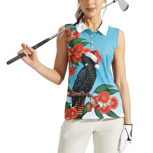 Australia Cockatoo Festive Christmas Women Sleeveless Polo Shirt
