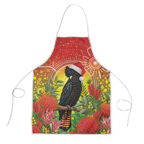 Australia Christmas Black Cockatoo Apron Aboriginal Art
