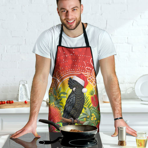 Australia Christmas Black Cockatoo Apron Aboriginal Art