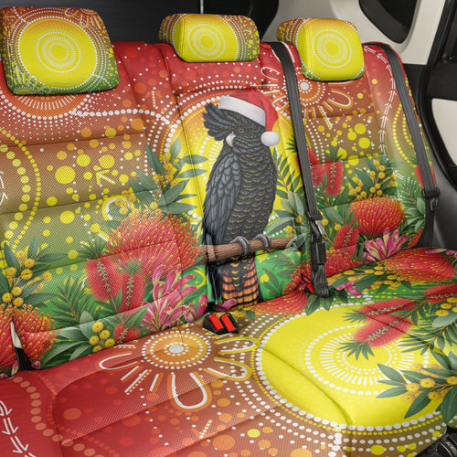 Australia Christmas Black Cockatoo Back Car Seat Cover Aboriginal Art