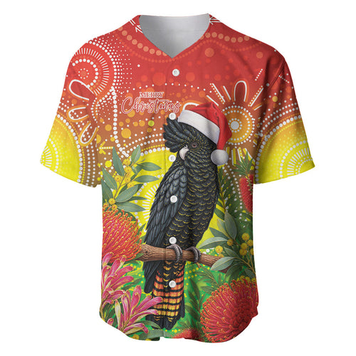 Australia Christmas Black Cockatoo Baseball Jersey Aboriginal Art