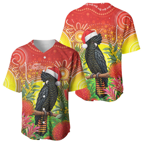 Australia Christmas Black Cockatoo Baseball Jersey Aboriginal Art