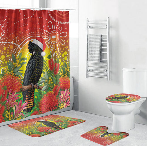 Australia Christmas Black Cockatoo Bathroom Set Aboriginal Art