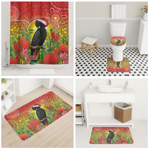 Australia Christmas Black Cockatoo Bathroom Set Aboriginal Art