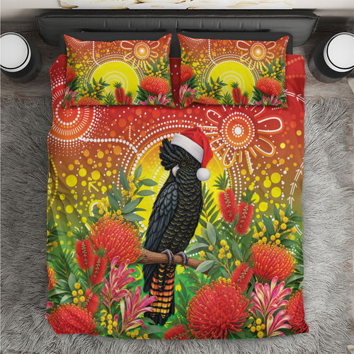 Australia Christmas Black Cockatoo Bedding Set Aboriginal Art