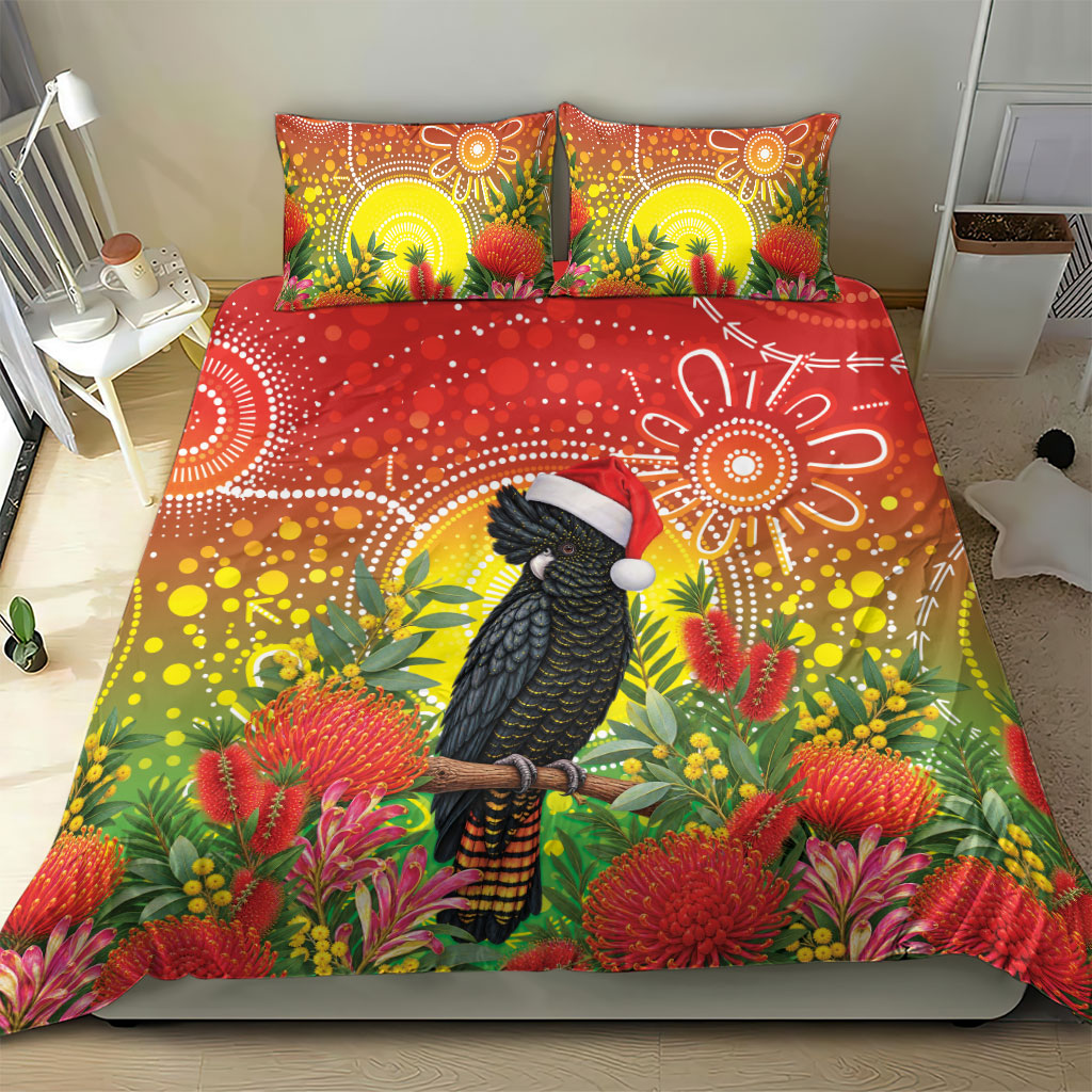 Australia Christmas Black Cockatoo Bedding Set Aboriginal Art
