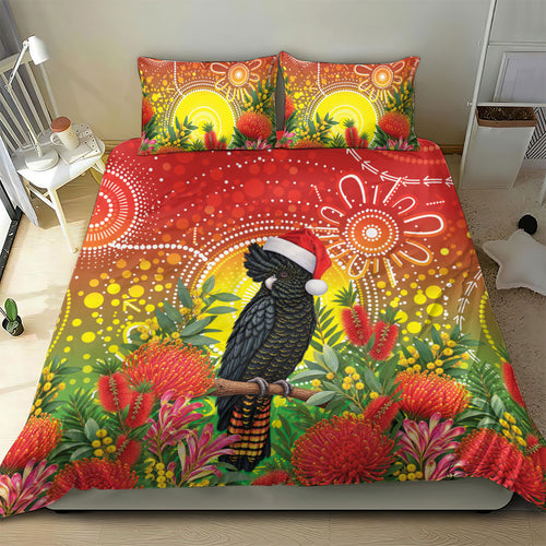Australia Christmas Black Cockatoo Bedding Set Aboriginal Art