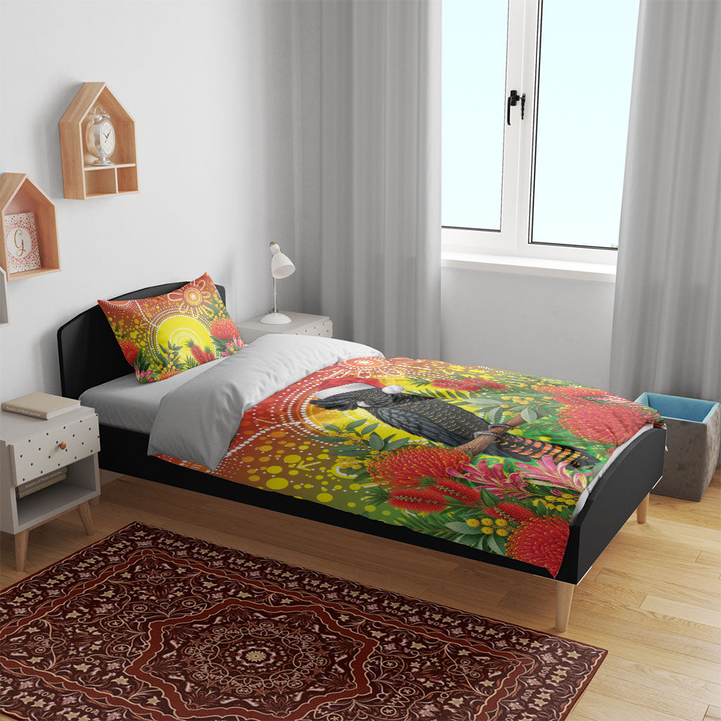 Australia Christmas Black Cockatoo Bedding Set Aboriginal Art