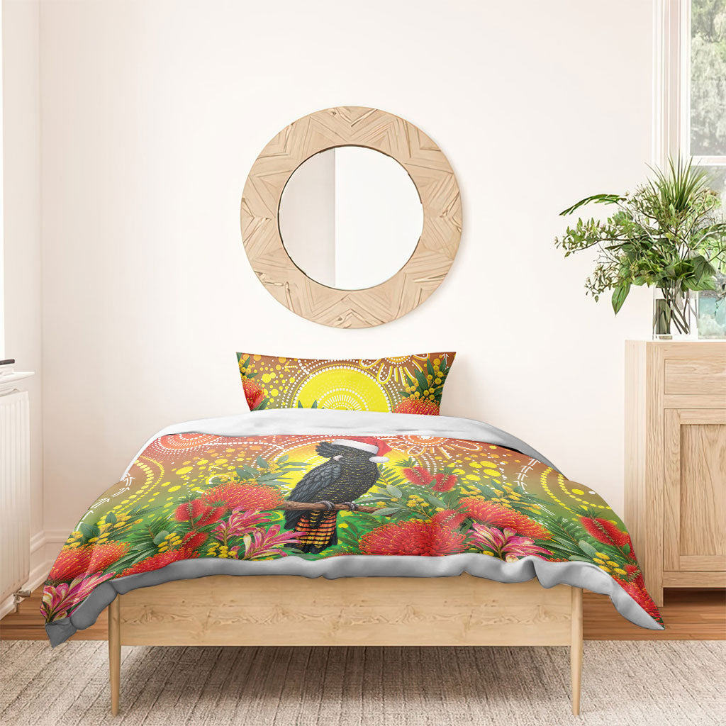 Australia Christmas Black Cockatoo Bedding Set Aboriginal Art