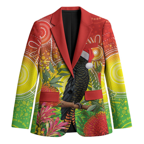 Australia Christmas Black Cockatoo Blazer Aboriginal Art