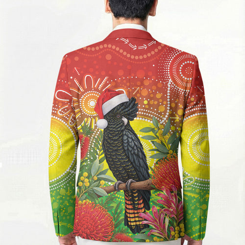 Australia Christmas Black Cockatoo Blazer Aboriginal Art