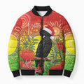Australia Christmas Black Cockatoo Bomber Puffer Jacket Aboriginal Art