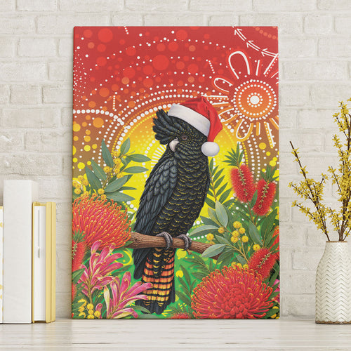Australia Christmas Black Cockatoo Canvas Wall Art Aboriginal Art