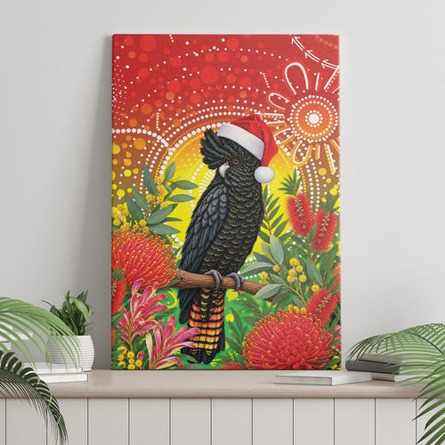 Australia Christmas Black Cockatoo Canvas Wall Art Aboriginal Art