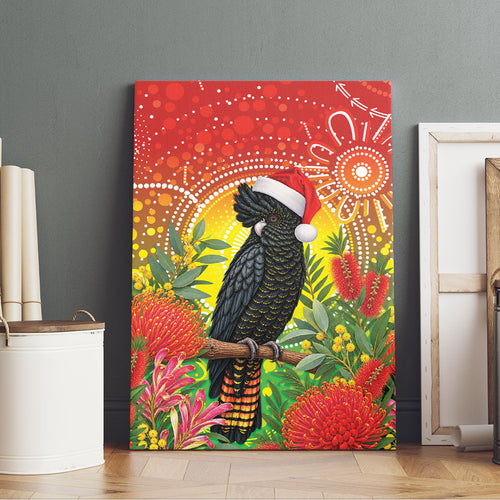 Australia Christmas Black Cockatoo Canvas Wall Art Aboriginal Art