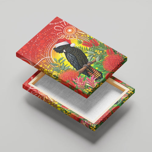 Australia Christmas Black Cockatoo Canvas Wall Art Aboriginal Art