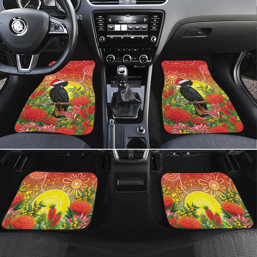 Australia Christmas Black Cockatoo Car Mats Aboriginal Art