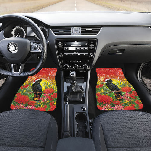 Australia Christmas Black Cockatoo Car Mats Aboriginal Art