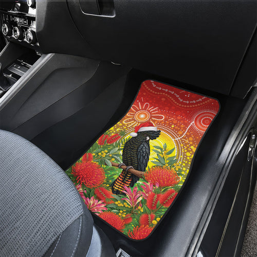 Australia Christmas Black Cockatoo Car Mats Aboriginal Art