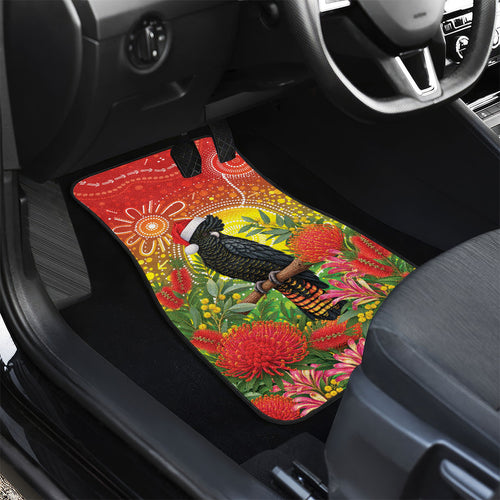 Australia Christmas Black Cockatoo Car Mats Aboriginal Art