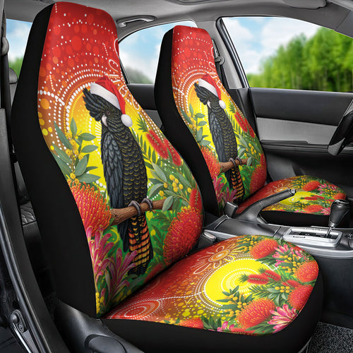 Australia Christmas Black Cockatoo Car Seat Cover Aboriginal Art