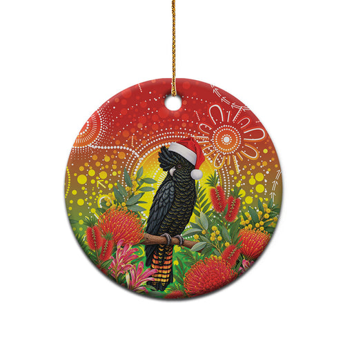 Australia Christmas Black Cockatoo Ceramic Ornament Aboriginal Art