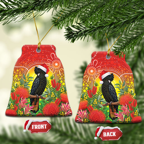 Australia Christmas Black Cockatoo Ceramic Ornament Aboriginal Art
