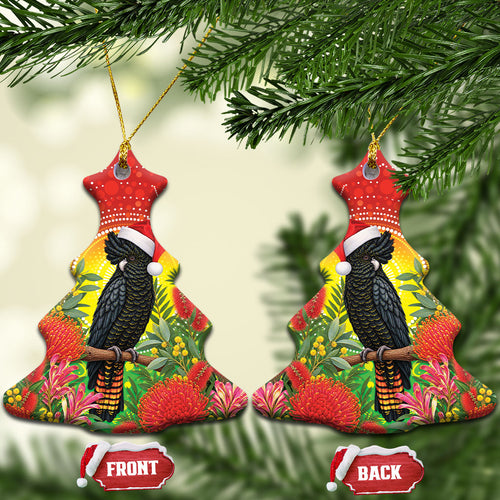 Australia Christmas Black Cockatoo Ceramic Ornament Aboriginal Art