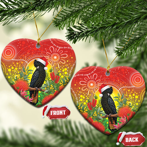 Australia Christmas Black Cockatoo Ceramic Ornament Aboriginal Art
