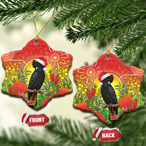 Australia Christmas Black Cockatoo Ceramic Ornament Aboriginal Art