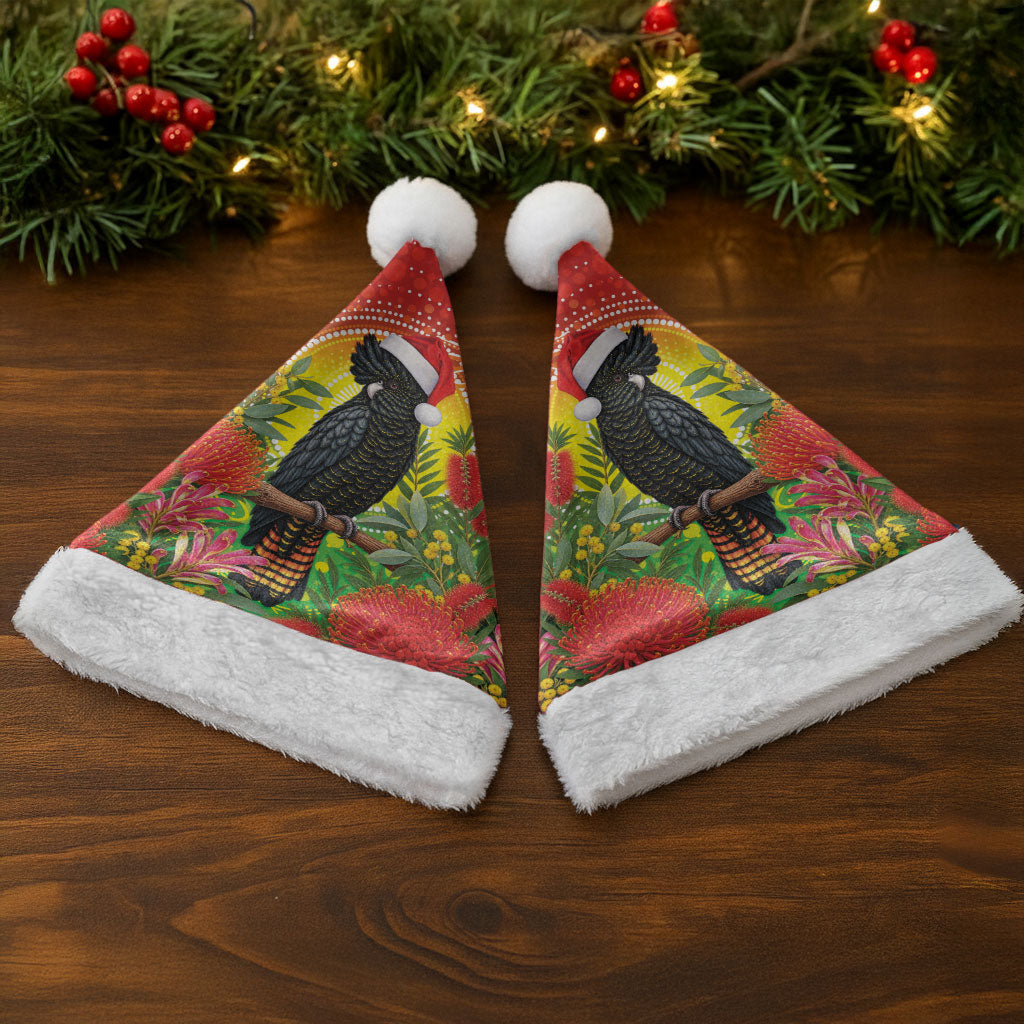 Australia Christmas Black Cockatoo Christmas Santa Hat Aboriginal Art