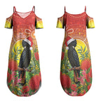 Australia Christmas Black Cockatoo Couples Matching Summer Maxi Dress and Hawaiian Shirt Aboriginal Art