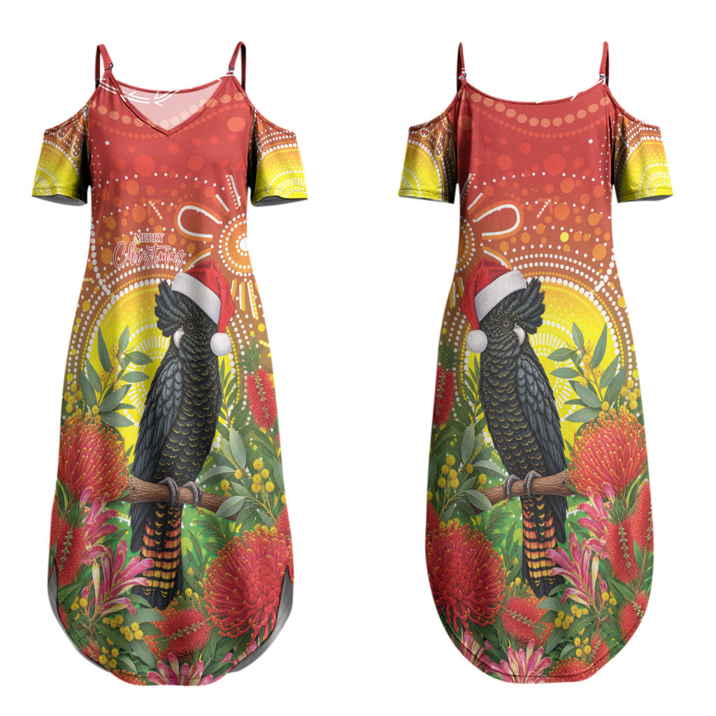 Australia Christmas Black Cockatoo Couples Matching Summer Maxi Dress and Hawaiian Shirt Aboriginal Art