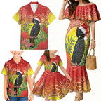 Australia Christmas Black Cockatoo Family Matching Mermaid Dress and Hawaiian Shirt Aboriginal Art
