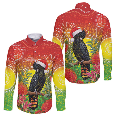 Australia Christmas Black Cockatoo Family Matching Mermaid Dress and Hawaiian Shirt Aboriginal Art