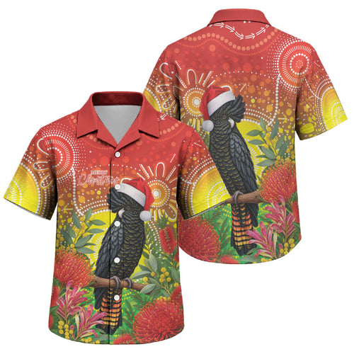 Australia Christmas Black Cockatoo Family Matching Mermaid Dress and Hawaiian Shirt Aboriginal Art