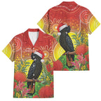 Australia Christmas Black Cockatoo Family Matching Puletasi and Hawaiian Shirt Aboriginal Art