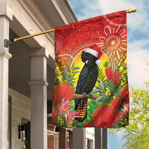 Australia Christmas Black Cockatoo Garden Flag Aboriginal Art