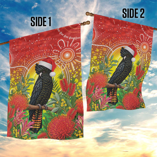 Australia Christmas Black Cockatoo Garden Flag Aboriginal Art