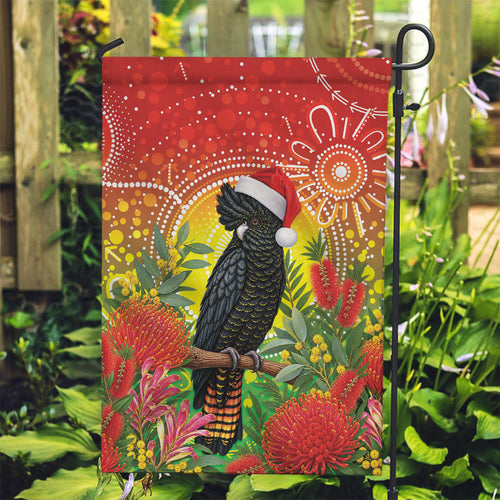Australia Christmas Black Cockatoo Garden Flag Aboriginal Art
