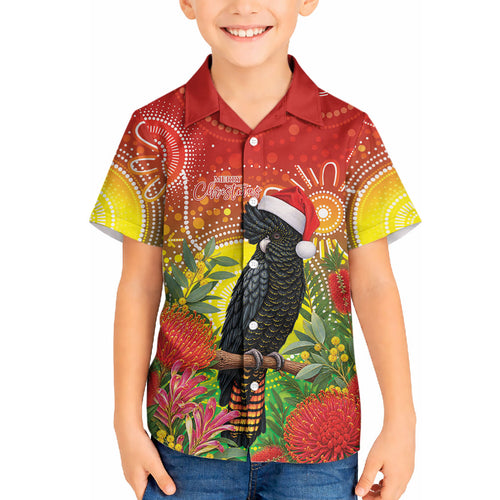 Australia Christmas Black Cockatoo Hawaiian Shirt Aboriginal Art