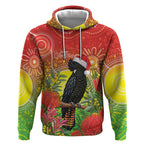 Australia Christmas Black Cockatoo Hoodie Aboriginal Art