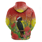 Australia Christmas Black Cockatoo Hoodie Aboriginal Art